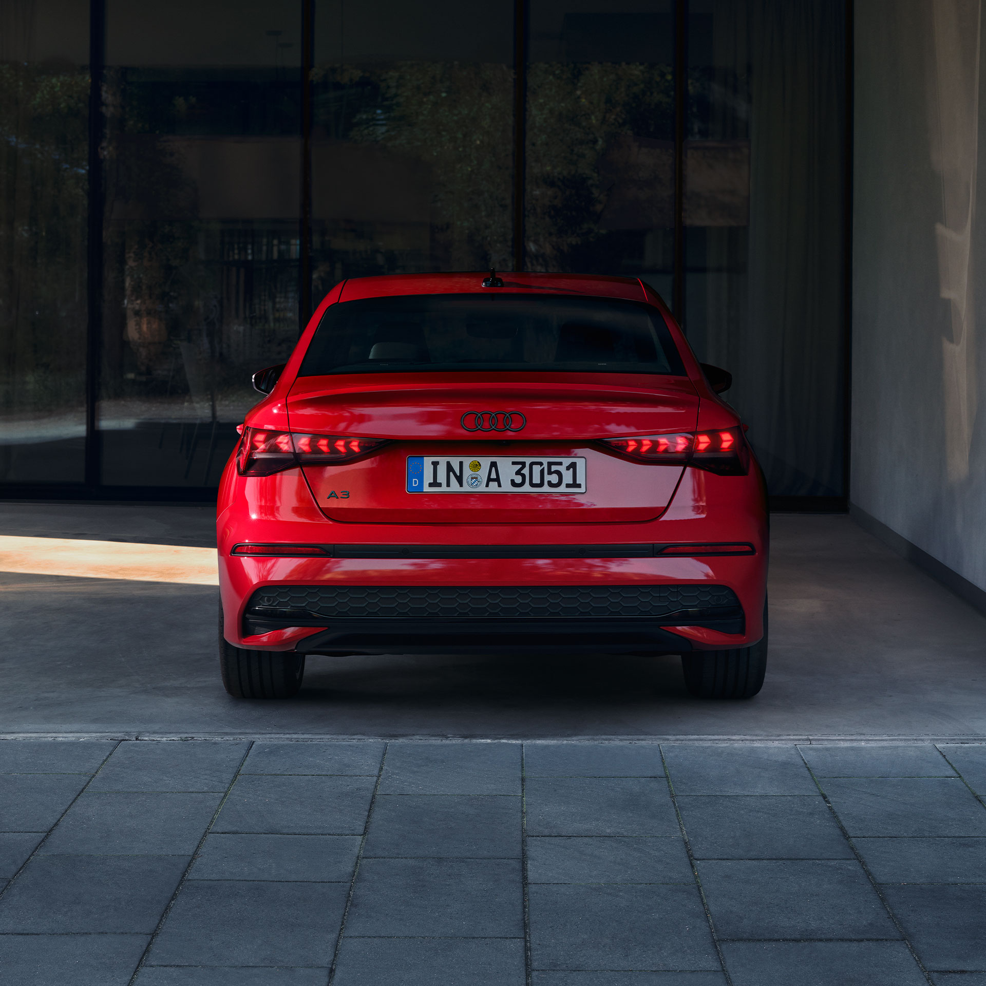 Foto de la parte trasera del Audi A3 Sedan. 