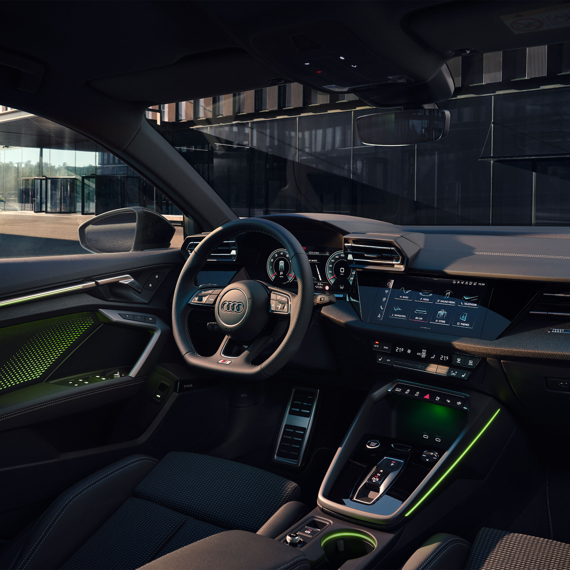 Foto del interior del Audi A3 Sportback. 