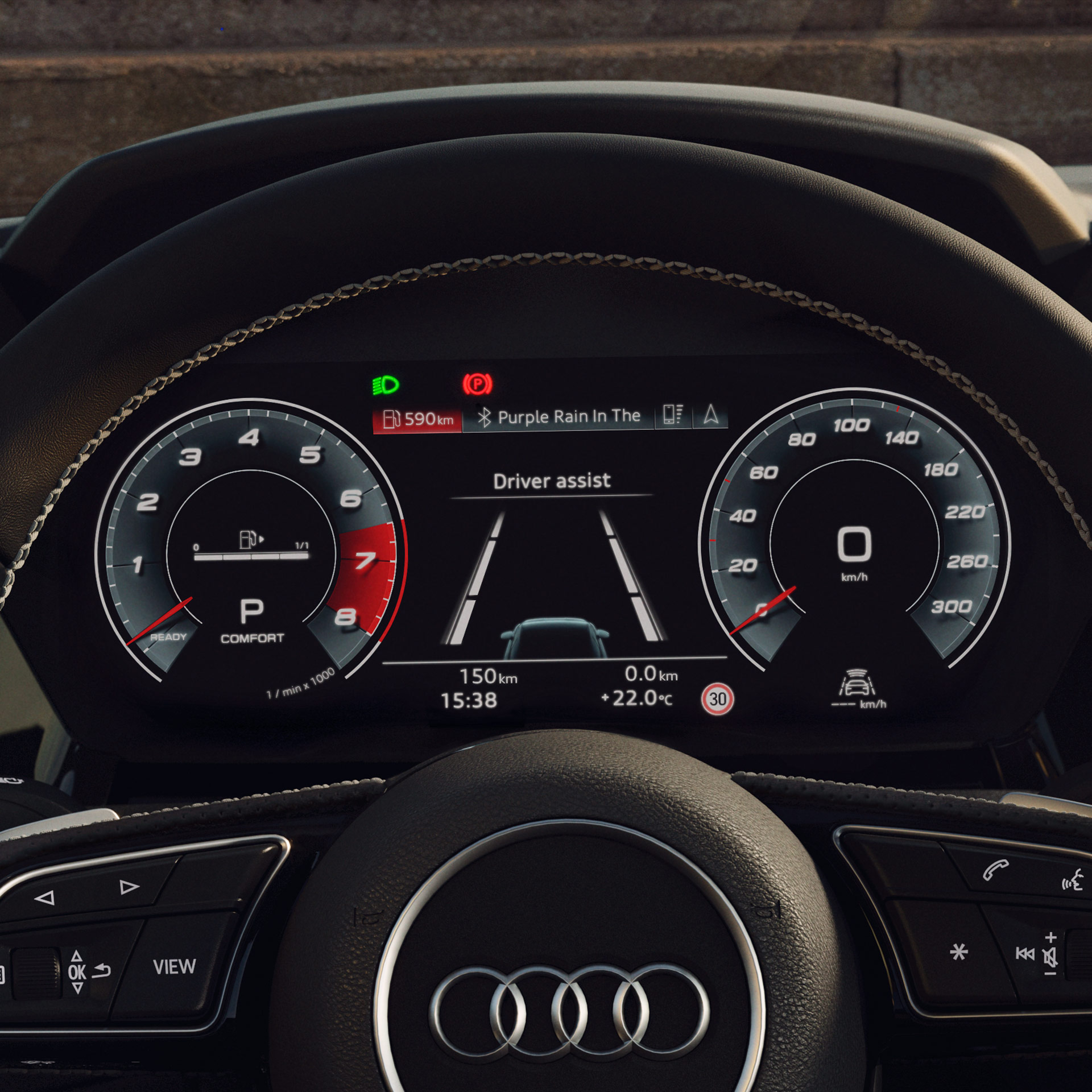 Foto del Audi virtual cockpit del Audi S3 Sedan. 