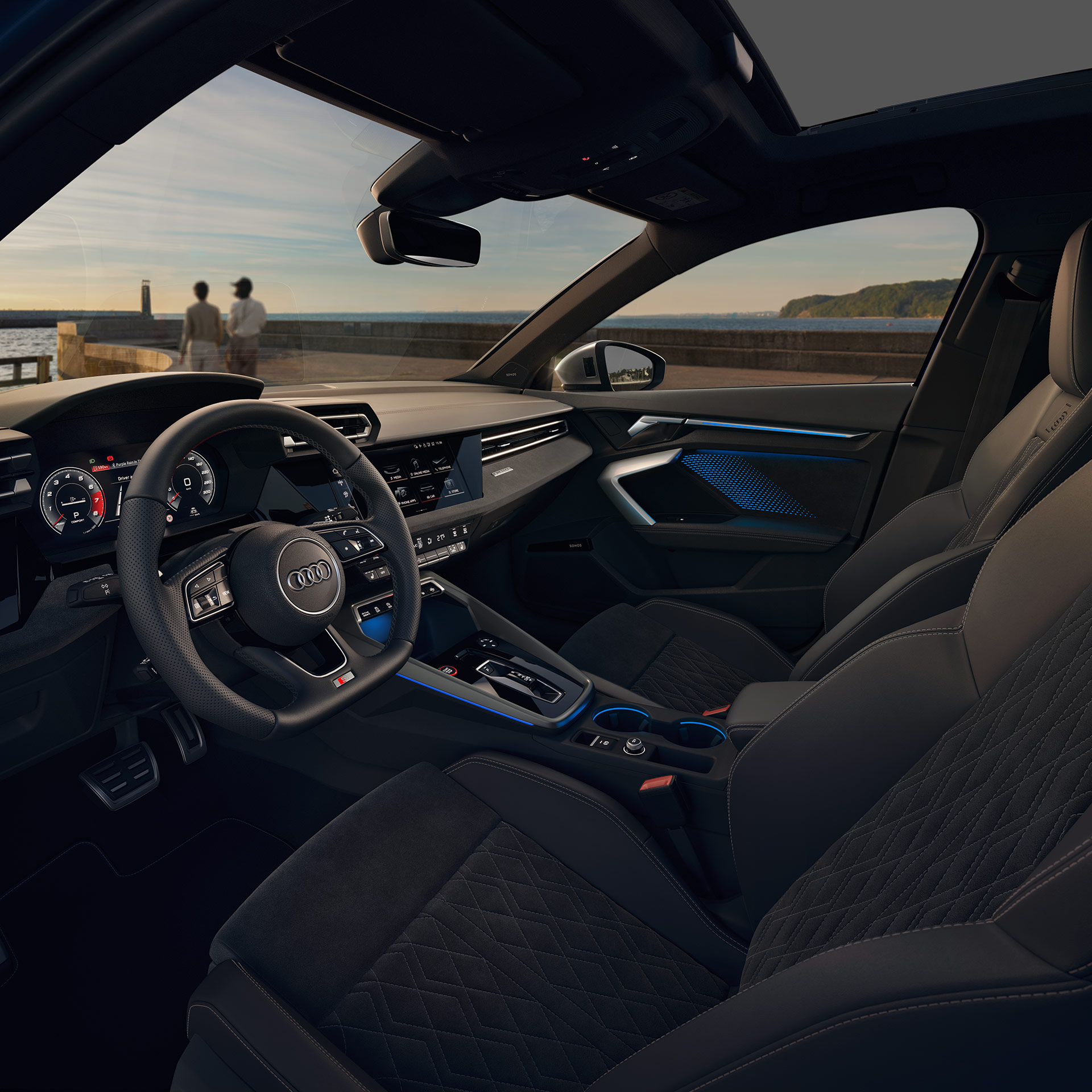 Foto del diseño interior del Audi S3 Sedan. 